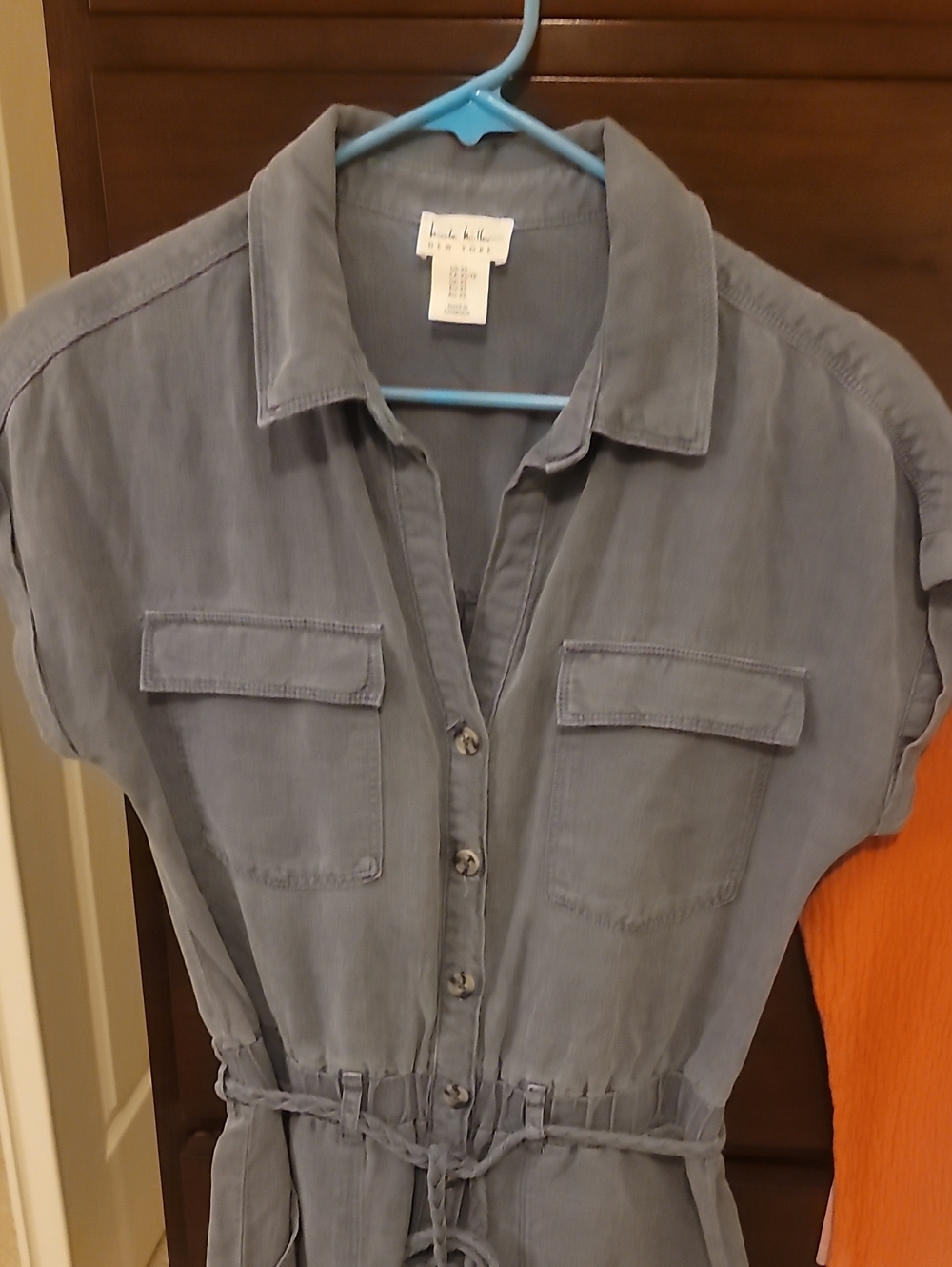 Nicole Miller Blue Jumpsuit Size XS Linen Lyocell Blend One Piece Pockets